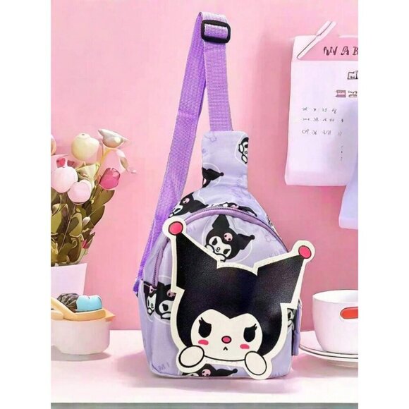 Sanrio Cartoon Pattern Jade Dog Purple Melody One Shoulder Crossbody Chest Bag - Picture 1 of 4